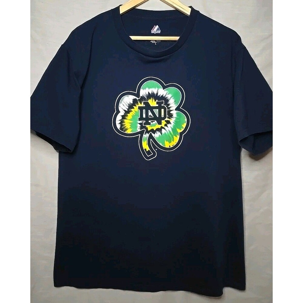 Notre Dame Fighting Irish Majestic T-Shirt, Men's Sz Large, Blue Play Like A...